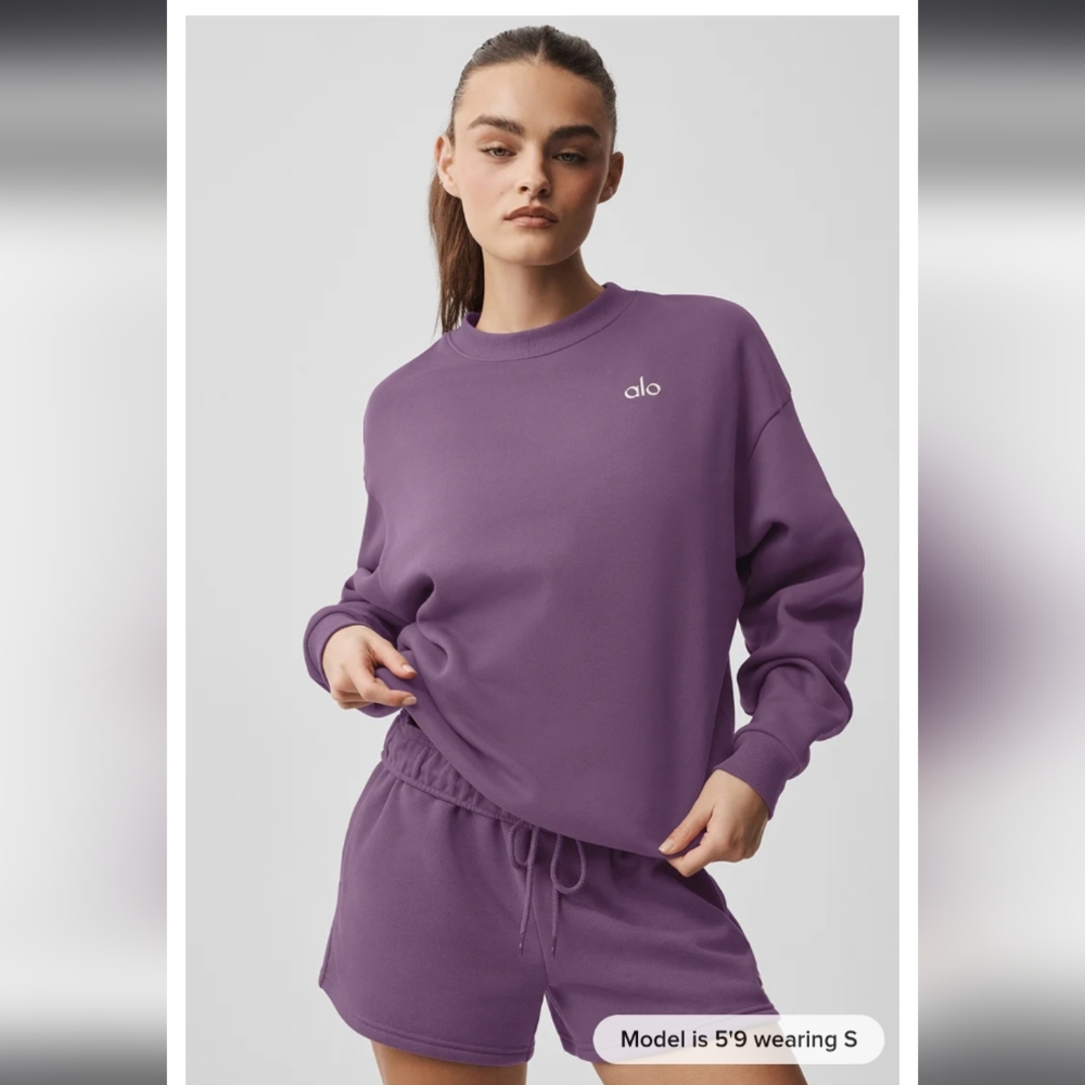 ALO Yoga Crew Neck Pullover in Plum